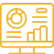 Orange icon of dashboard with graph and clock — performance tracking or progress monitoring