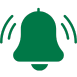 Green bell icon with sound waves — notification or alert symbol