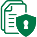 Green icon of document with shield — security, privacy, or protected data
